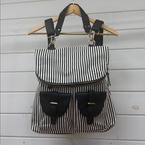 Black and White Striped Backpack